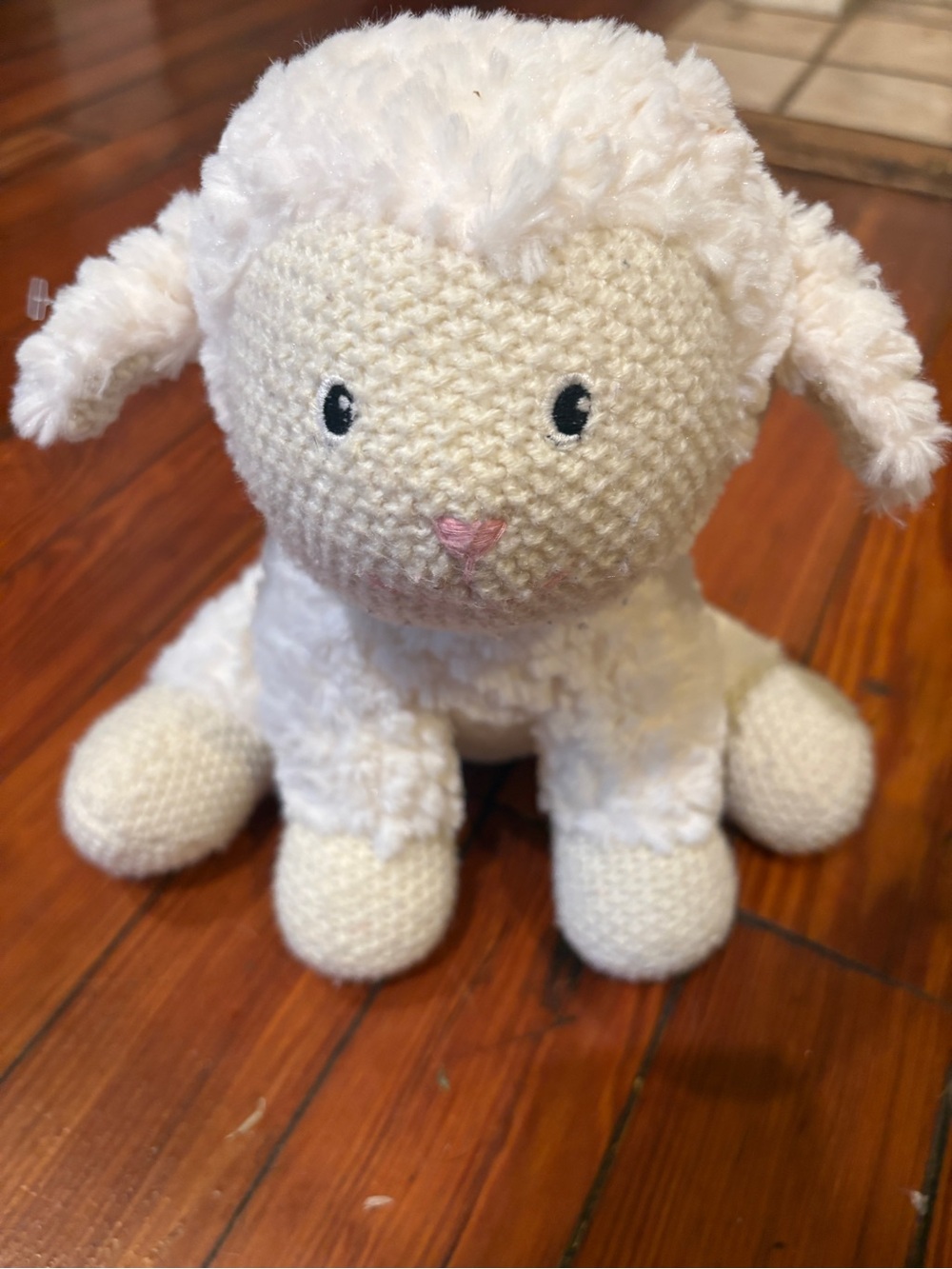 Maison Chic Lillie the Lamb Plush Knit Face Shaggy White Sheep Stuffed Animal